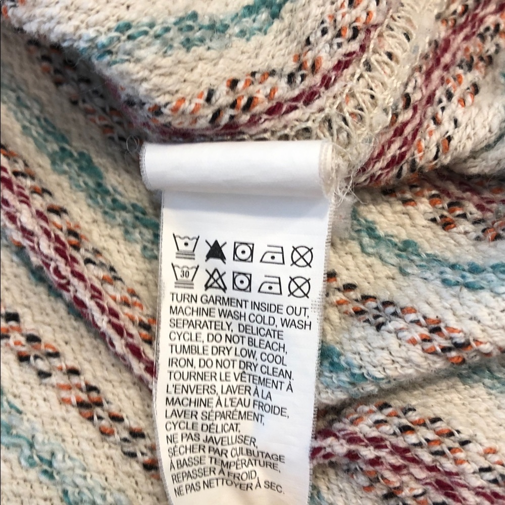 Lucky Brand boho striped hoodie sweatshirt neutral tones beach resort vibes SZ M - Picture 5 of 9